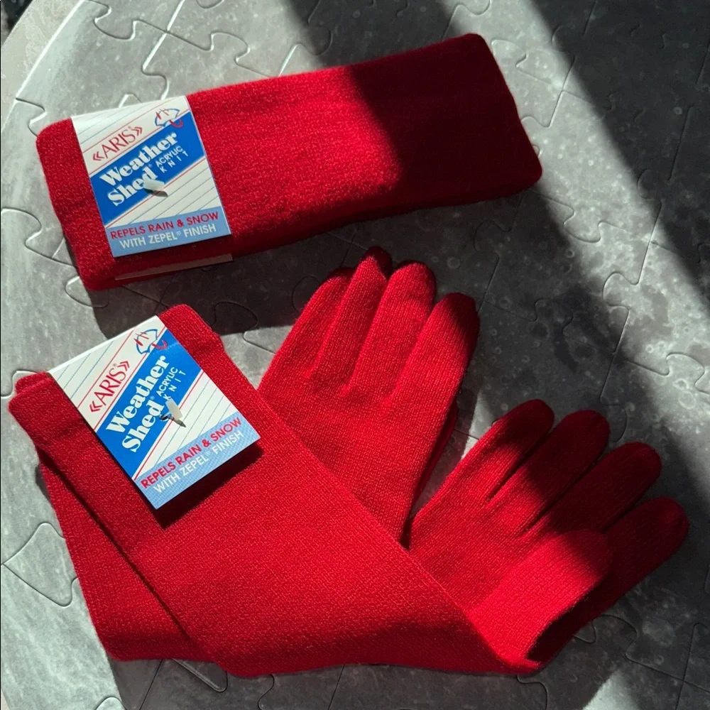 Aris Weather Shed Acrylic Knit Gloves‎ And Headband Set